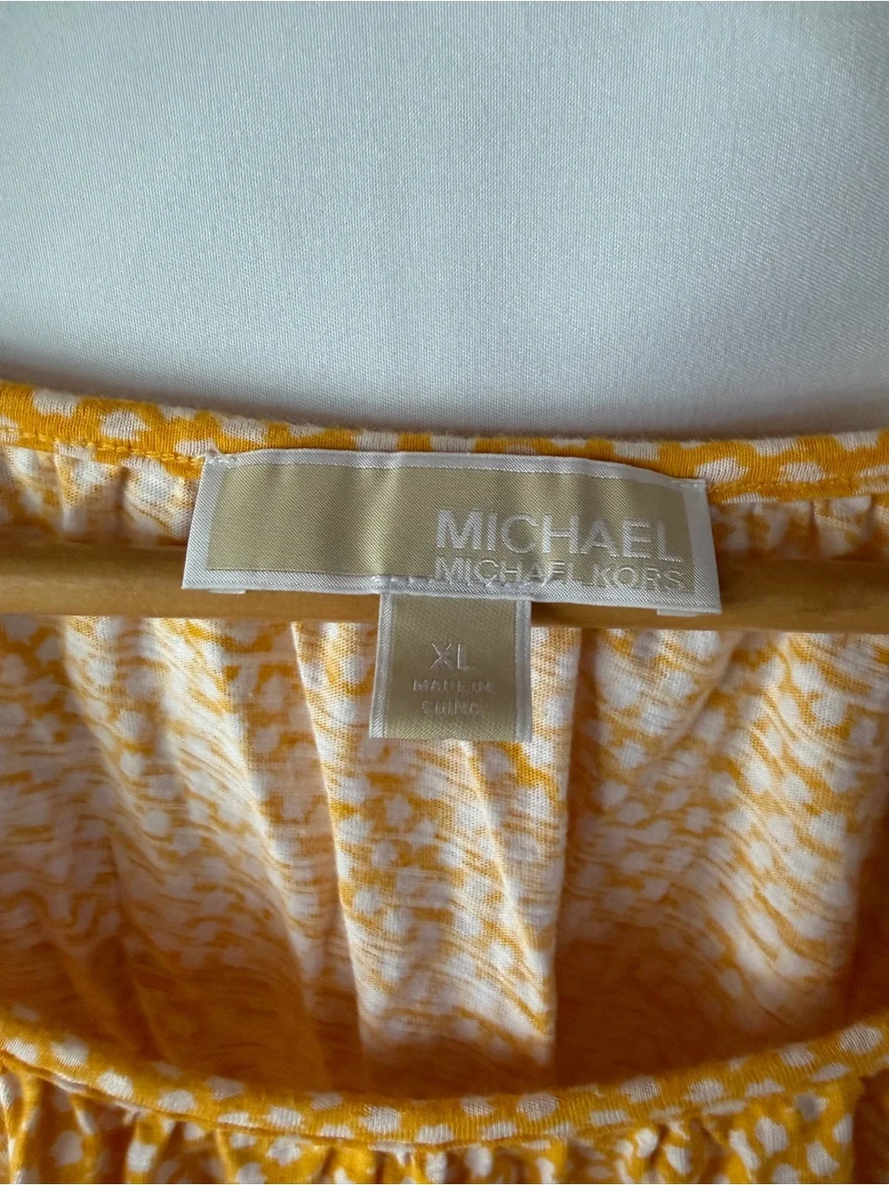 Michael Kors Yellow Printed Scoop-Neck Blouse